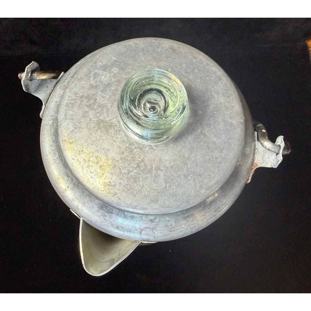 Vintage Comet Aluminum 9 Cup Coffee Percolator Camping Pot Glass Knob USA Made